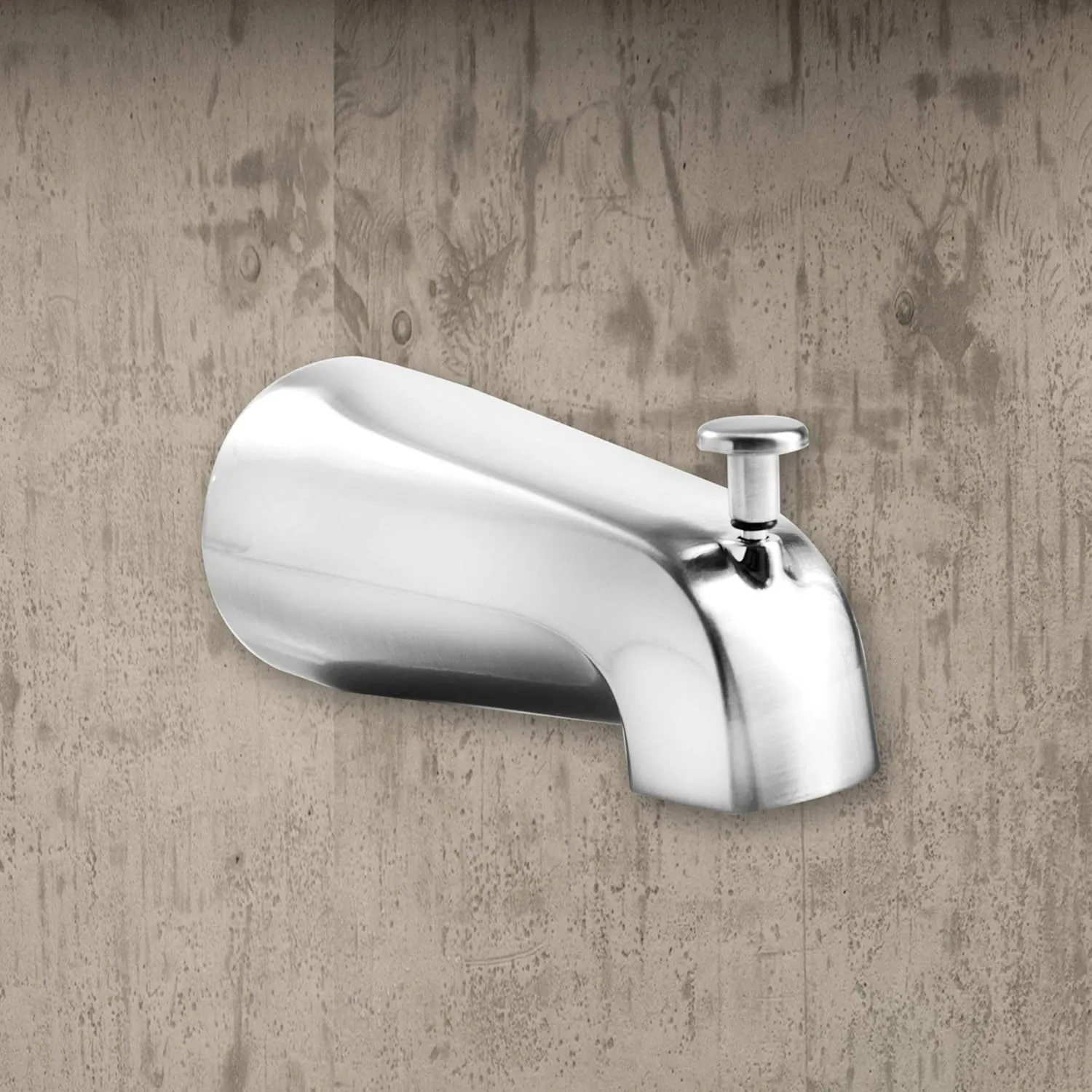 SENTO Slip On Silver Universal Bathroom Tub Spout with Diverter, Durable Heavy Duty Metal Bathtub Faucet with Shower Diverter - 4 Inches 1/2" Copper Pipe, Polished Chrome