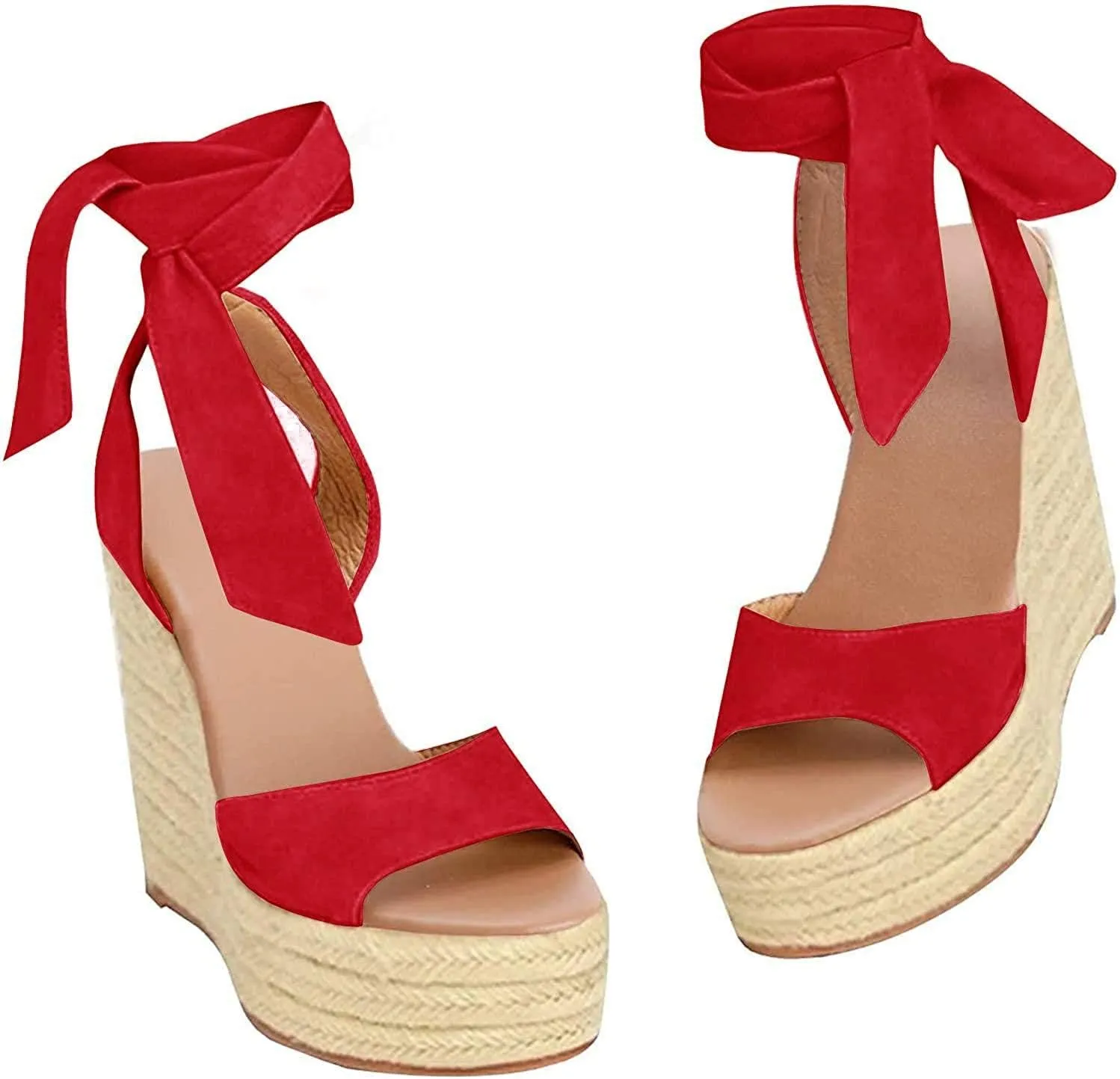 SERAIH Womens Lace up Espadrilles Platform Wedges Sandals Heels Tie Ankle Strap Summer Dress Shoes