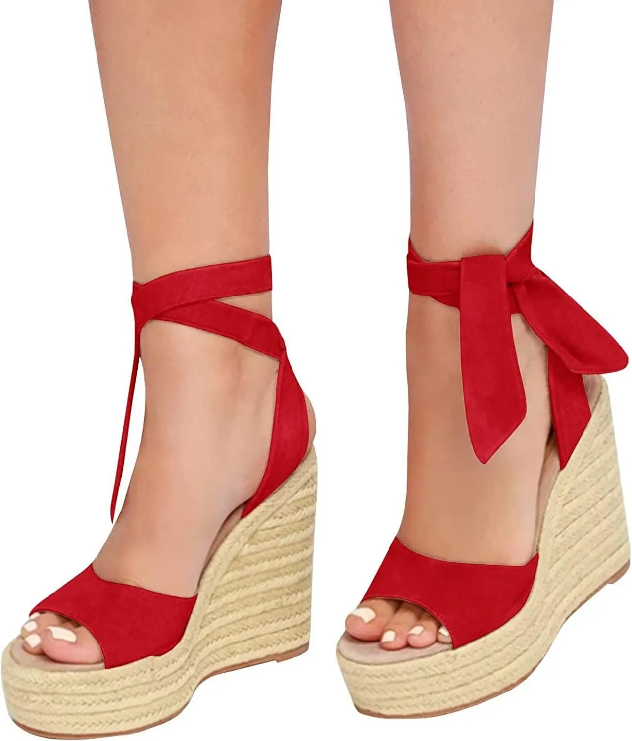 SERAIH Womens Lace up Espadrilles Platform Wedges Sandals Heels Tie Ankle Strap Summer Dress Shoes