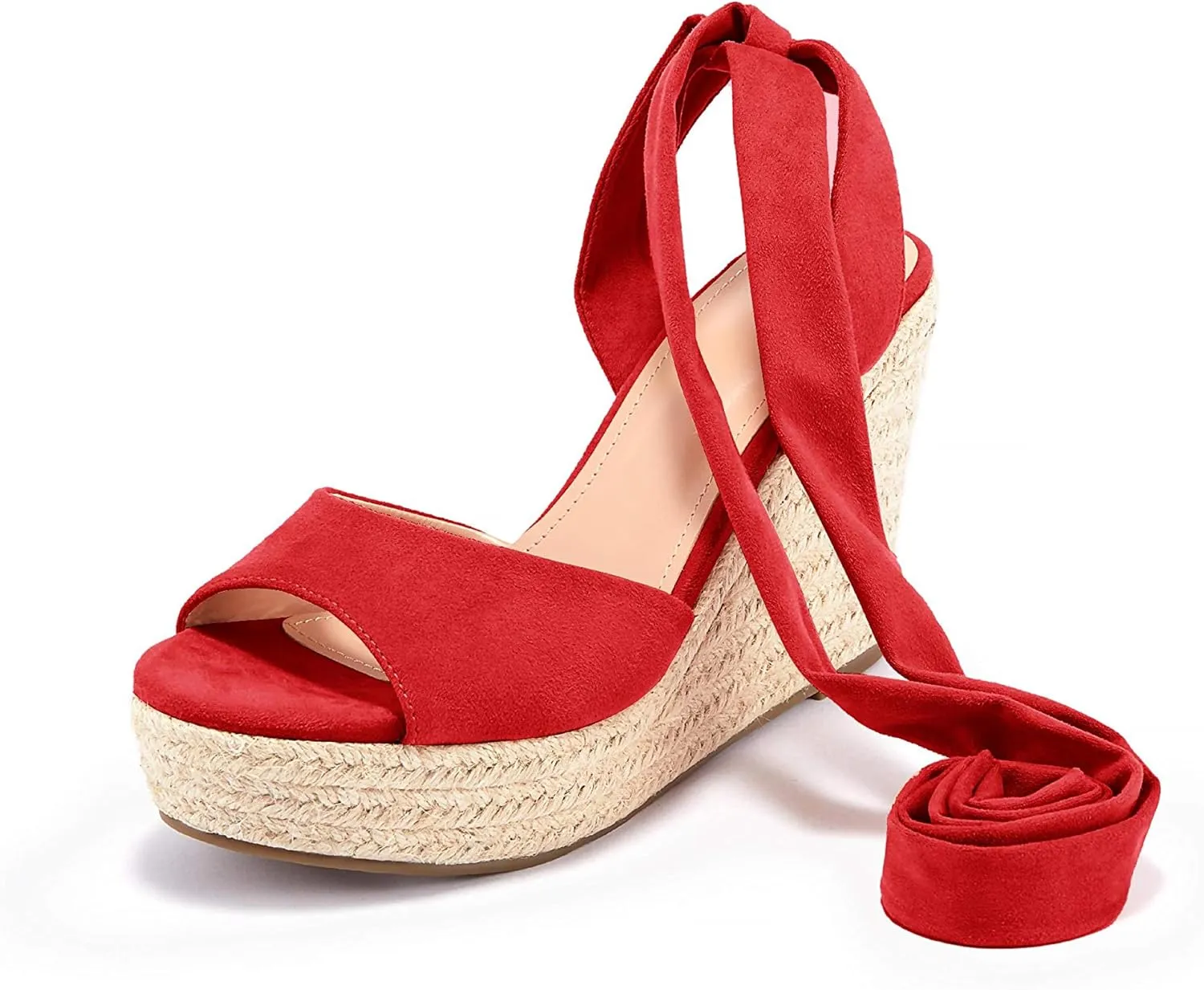 SERAIH Womens Lace up Espadrilles Platform Wedges Sandals Heels Tie Ankle Strap Summer Dress Shoes