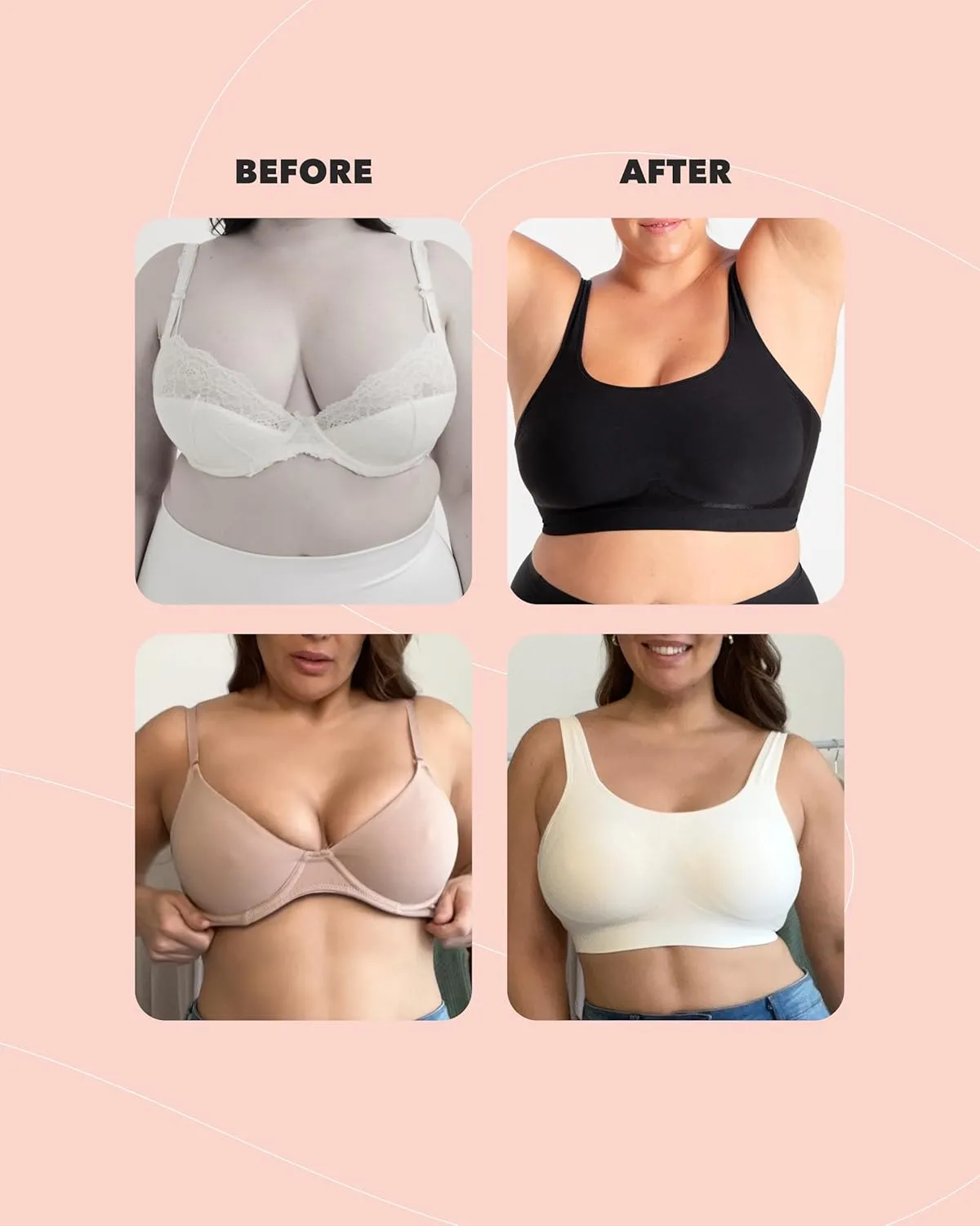 SHAPERMINT Bras for Women No Underwire - Seamless Bras for Women, Wireless Bra, Adjustable Wirefree Bra, Plus Sizes