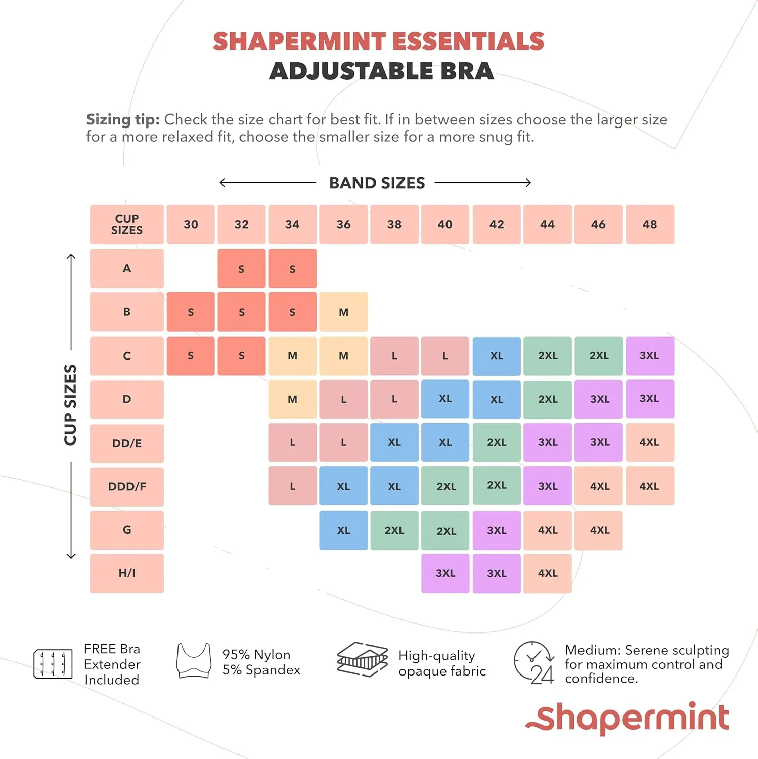 SHAPERMINT Bras for Women No Underwire - Seamless Bras for Women, Wireless Bra, Adjustable Wirefree Bra, Plus Sizes