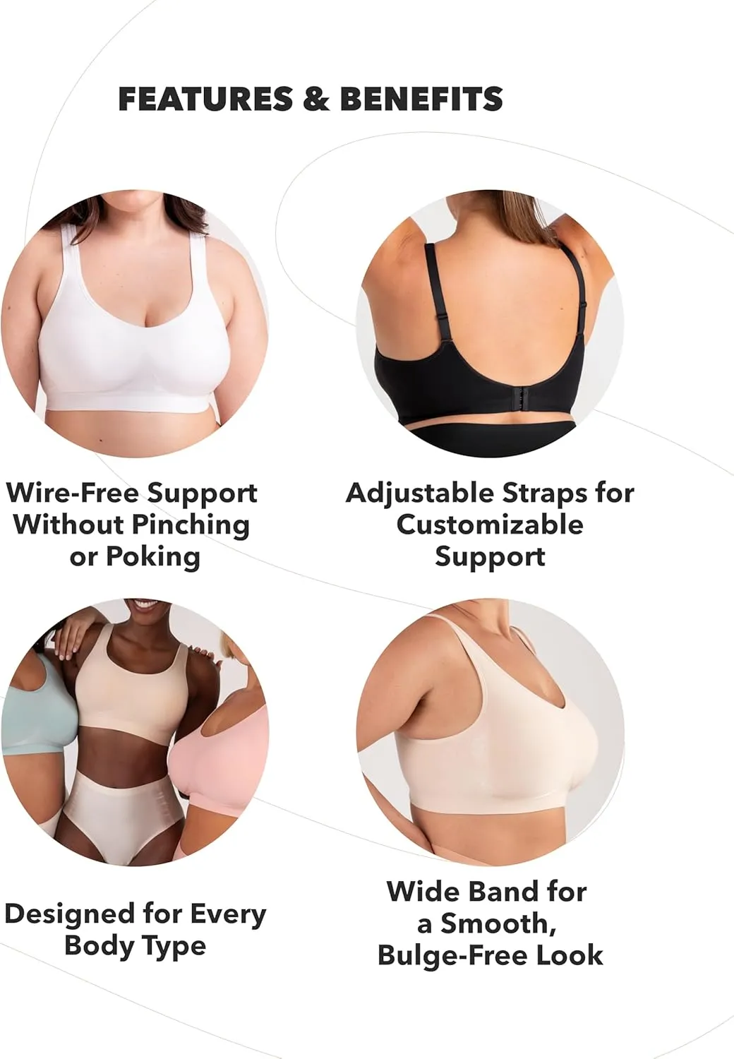 SHAPERMINT Bras for Women No Underwire - Seamless Bras for Women, Wireless Bra, Adjustable Wirefree Bra, Plus Sizes