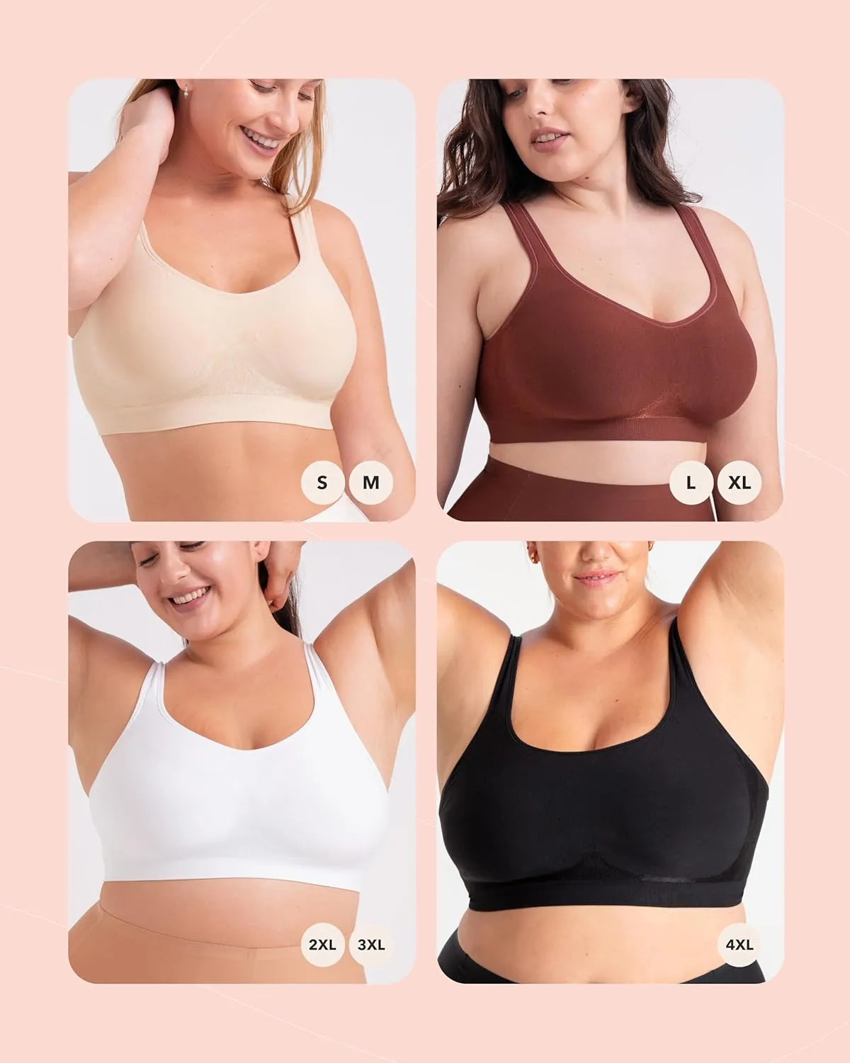 SHAPERMINT Bras for Women No Underwire - Seamless Bras for Women, Wireless Bra, Adjustable Wirefree Bra, Plus Sizes