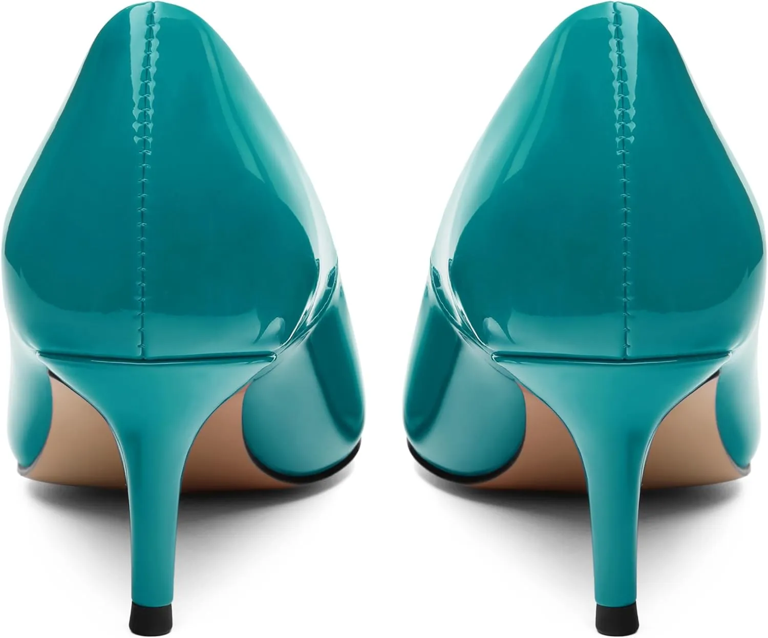 SHOWFOREST Kitten Heels for Women Closed Pointed Toe Patent Leather Low Heel 2.3 Inch Pumps Comfortable Office Party Wedding Slip on Dress Shoes