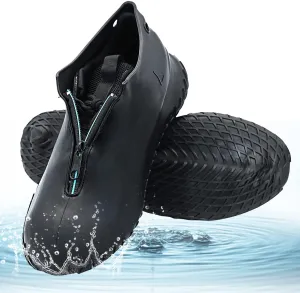 Silicone Shoe Cover Waterproof, Reusable Boot Shoes Covers with Zipper,Non Slip Rain Snow Bowling Travel Indoor Outdoor Overshoe Rubber Protectors for Men Women Kids Protection Galoshes-1 Pair