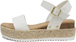 Soda CLIP ~ Women Open Toe Ankle Strap Platform Espadrille Sandal