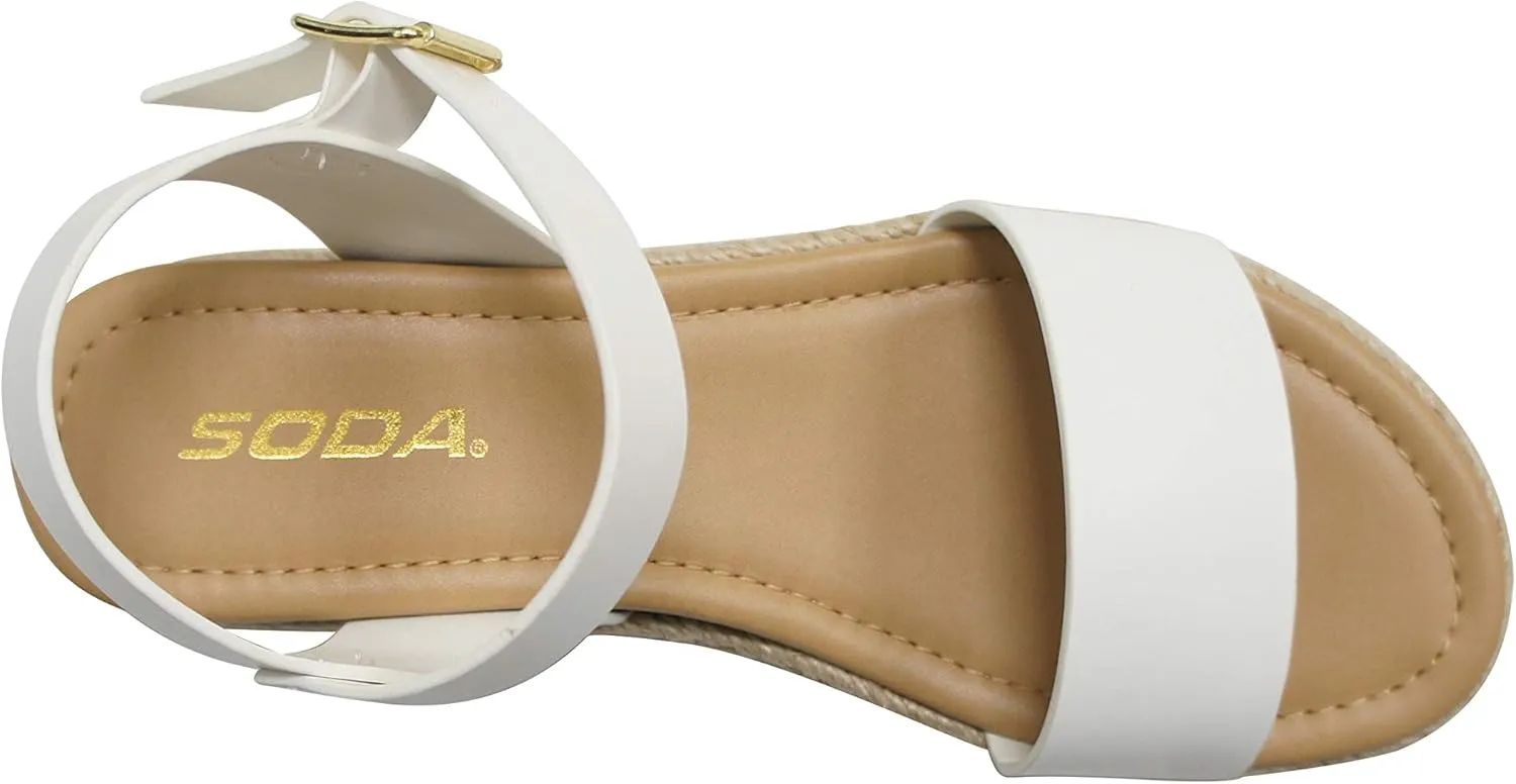 Soda CLIP ~ Women Open Toe Ankle Strap Platform Espadrille Sandal
