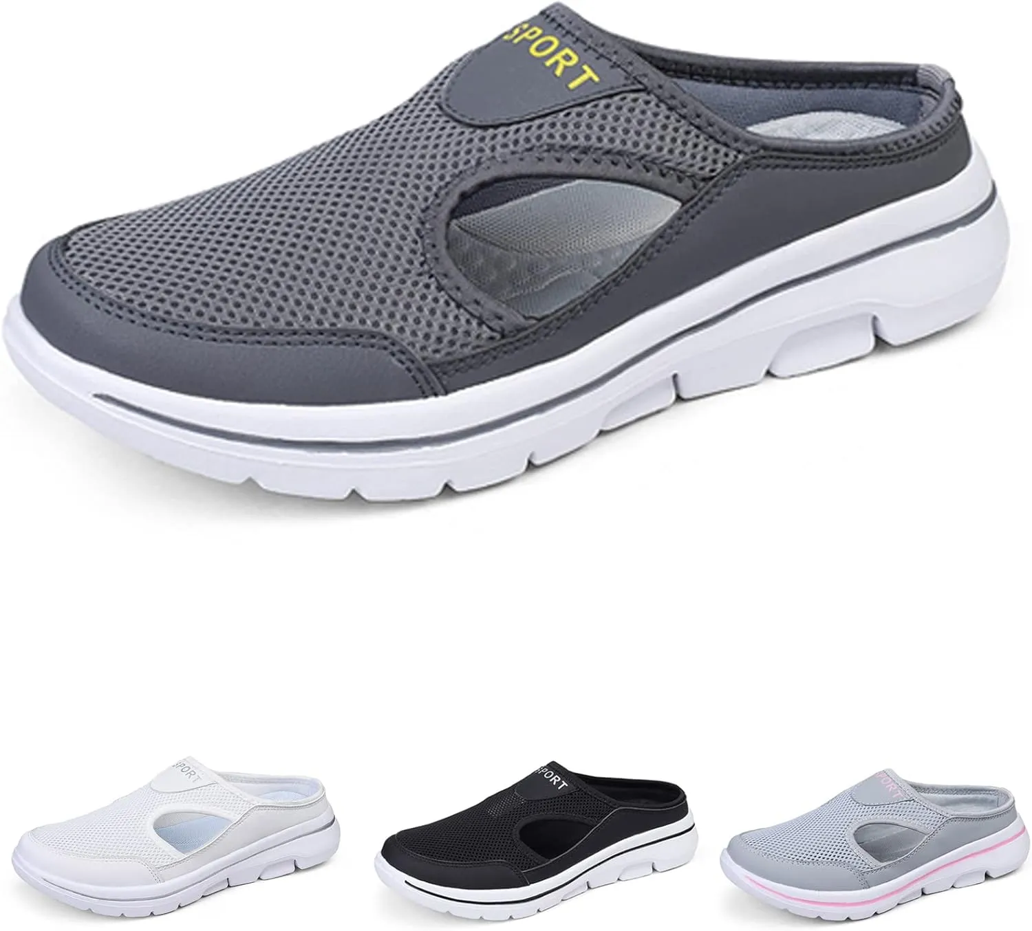 SOLPNOW Unisex Slip On Orthopedic Diabetic Mules,Breathable Arch Support Wedge Platform Slippers,Yoga Sports Hiking Casual Loafer Sandals