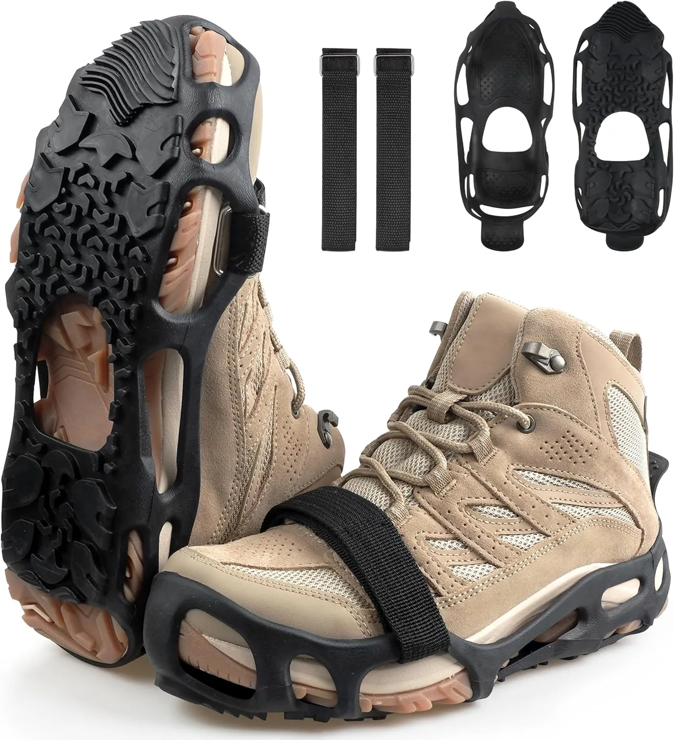 Spikeless Ice Cleats Snow Traction Crampons Slip On Spikeless Footwear Traction Devices One-Piece Easily Attaches Over Shoe/Boot for Transitioning Between Indoor/Outdoor