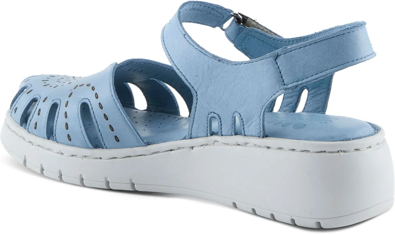 Spring Step Women's GALAVIS Leather Wedge Sandals – Closed-Toe Sporty Sandal with Hook-and-Loop Closure and Cushioned Footbed