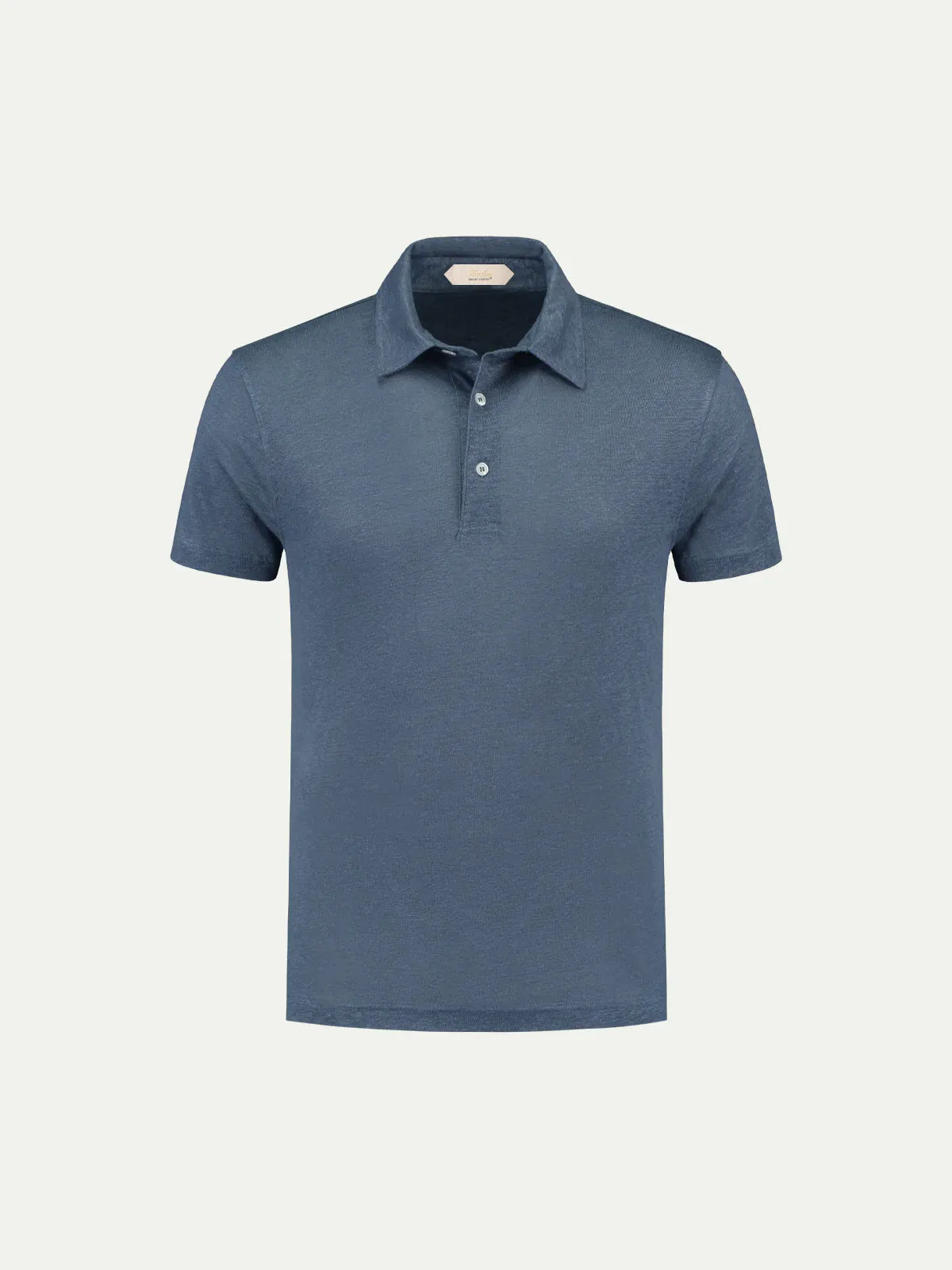 Steel Blue Linen Polo Shirt