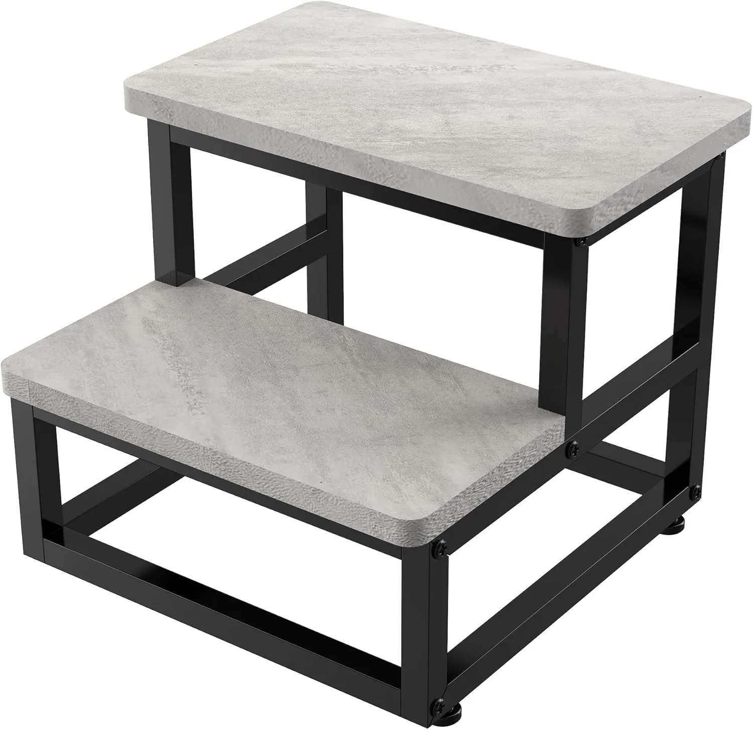 Step Stools for Adults Kids, Heavy Duty Sturdy Foot Stool with Non-Slip Mat, Metal Frame Hold Up to 500 Lbs Capacity for Kitchen Bathroom Bedroon, Cement Gray