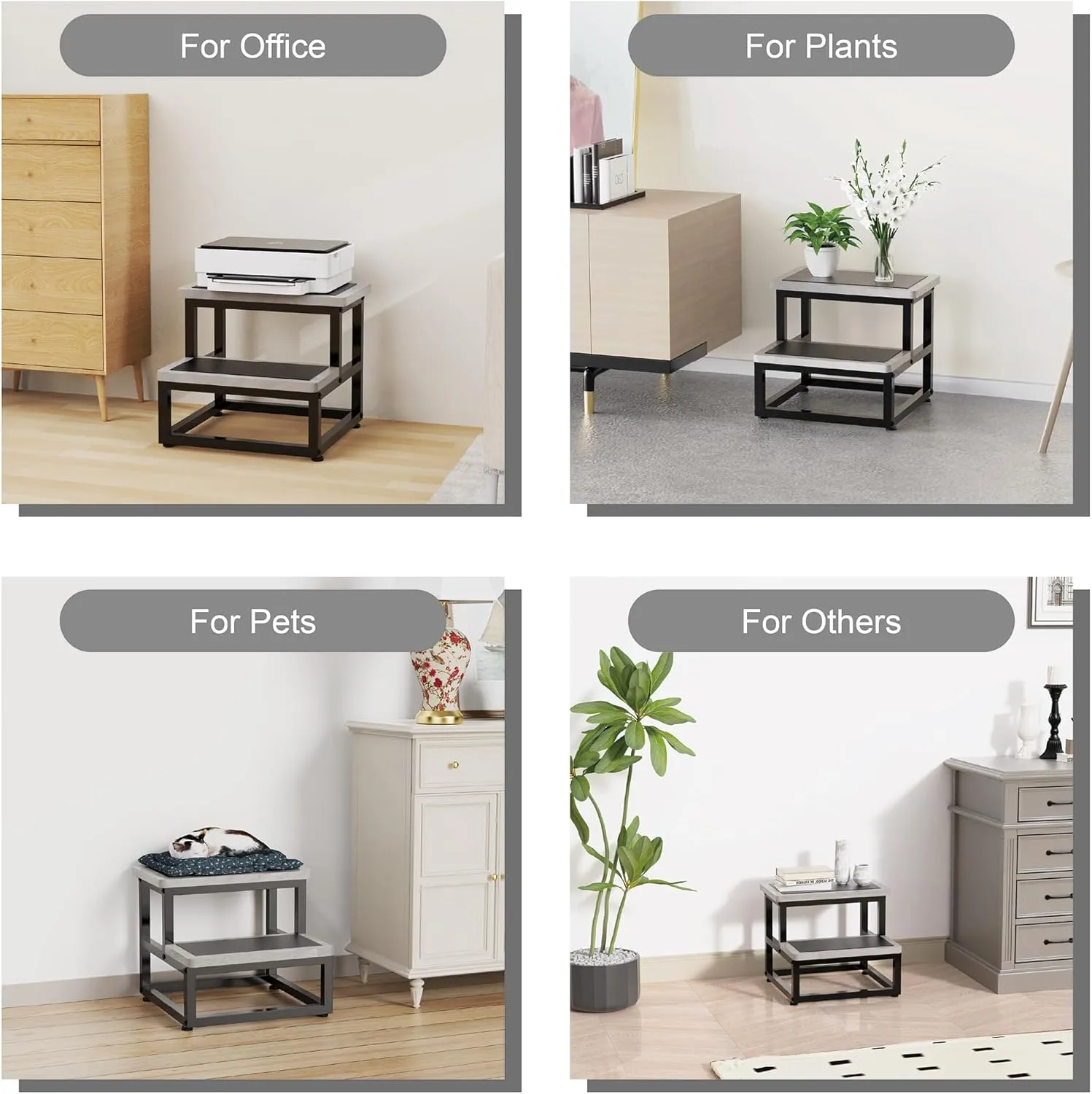 Step Stools for Adults Kids, Heavy Duty Sturdy Foot Stool with Non-Slip Mat, Metal Frame Hold Up to 500 Lbs Capacity for Kitchen Bathroom Bedroon, Cement Gray