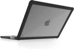 STM Dux Case for MacBook Pro 14-Inch (M1 2021, M2 2023, M3 2023) - Clear Plastic Hard Cover with Rubberized Edges & Non-Slip Feet - Black