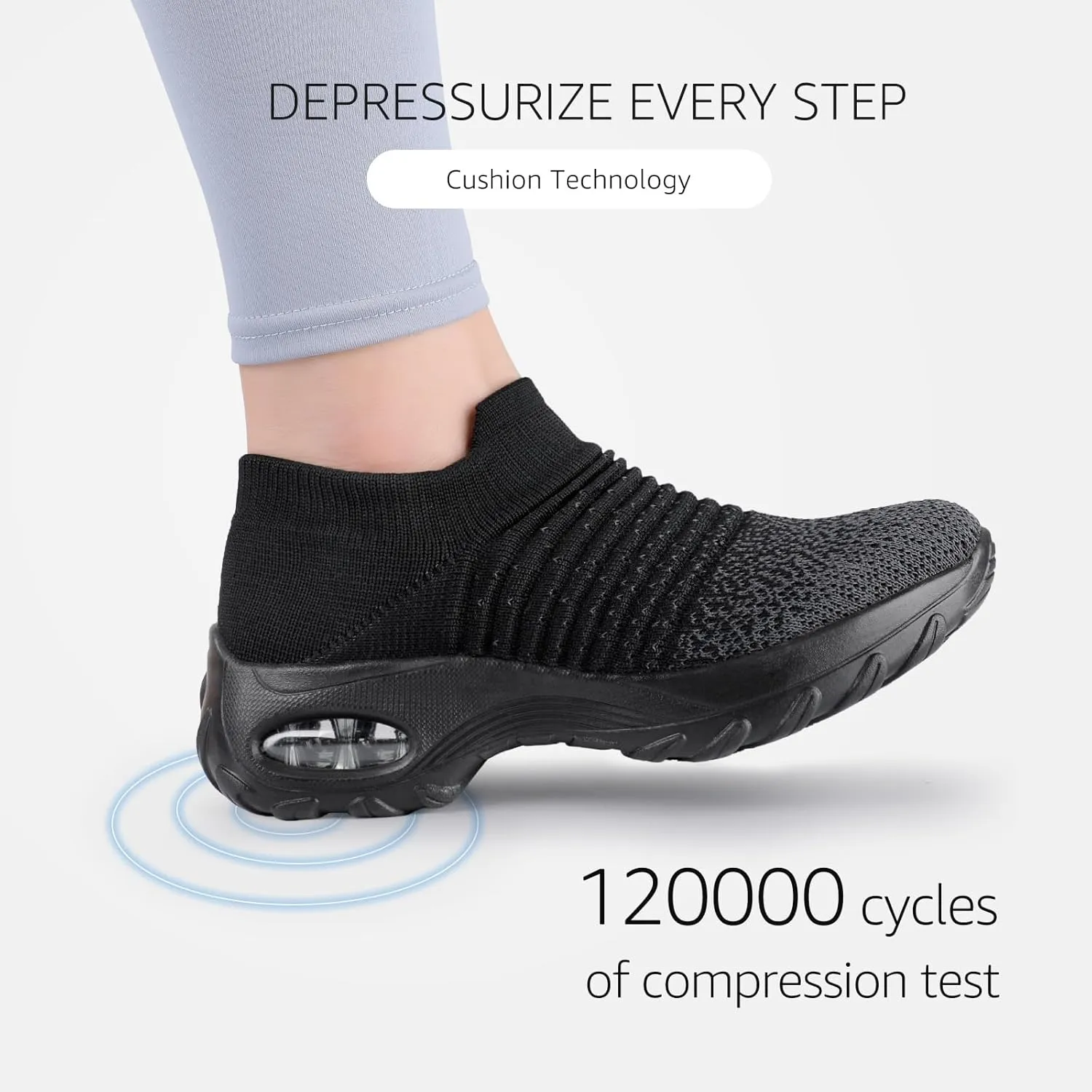 STQ Walking Shoes Women Slip on Sneakers Non Slip Work Air-Cushion Arch Support Tennis Plantar Fasciitis Orthopedic Breathable Mesh Comfortable Ladies Nursing