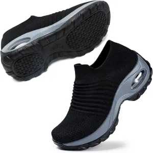 STQ Walking Shoes Women Slip on Sneakers Non Slip Work Air-Cushion Arch Support Tennis Plantar Fasciitis Orthopedic Breathable Mesh Comfortable Ladies Nursing