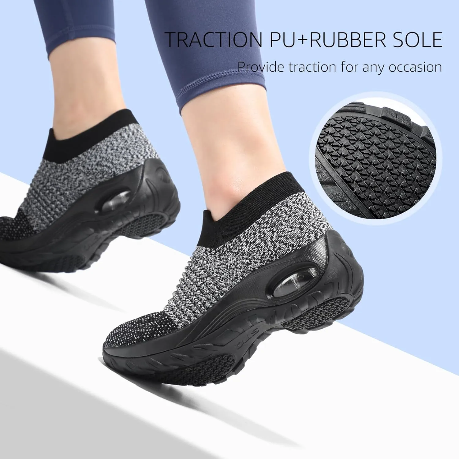 STQ Walking Shoes Women Slip on Sneakers Non Slip Work Air-Cushion Arch Support Tennis Plantar Fasciitis Orthopedic Breathable Mesh Comfortable Ladies Nursing