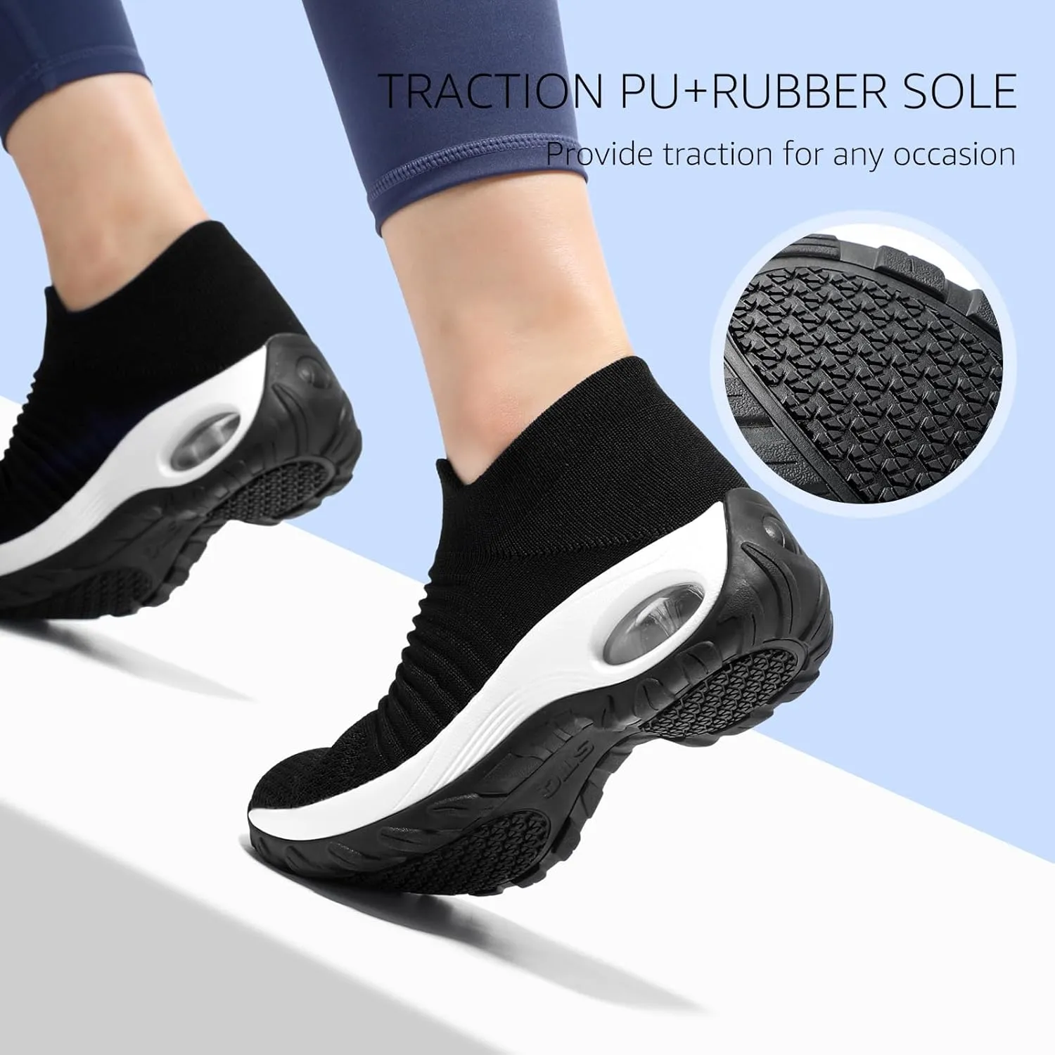 STQ Walking Shoes Women Slip on Sneakers Non Slip Work Air-Cushion Arch Support Tennis Plantar Fasciitis Orthopedic Breathable Mesh Comfortable Ladies Nursing