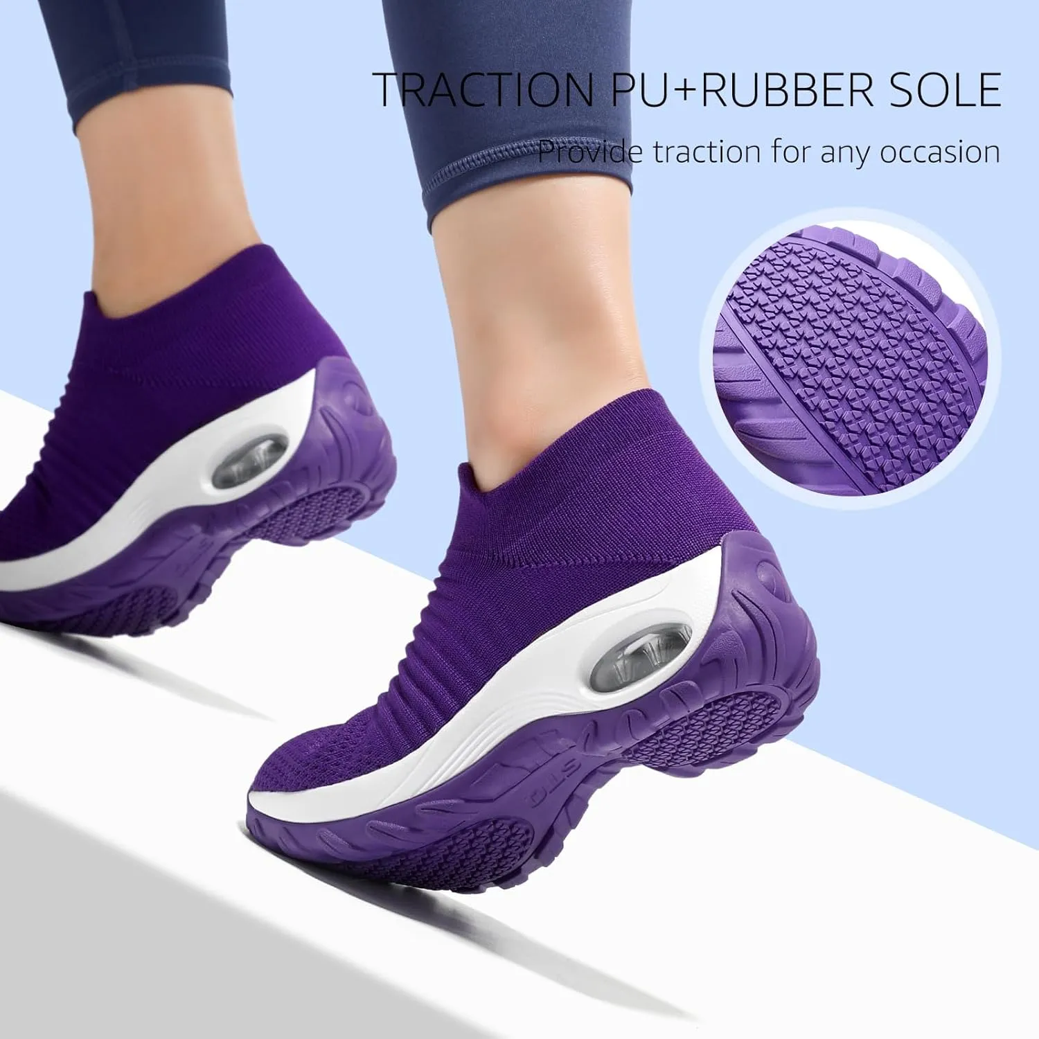 STQ Walking Shoes Women Slip on Sneakers Non Slip Work Air-Cushion Arch Support Tennis Plantar Fasciitis Orthopedic Breathable Mesh Comfortable Ladies Nursing