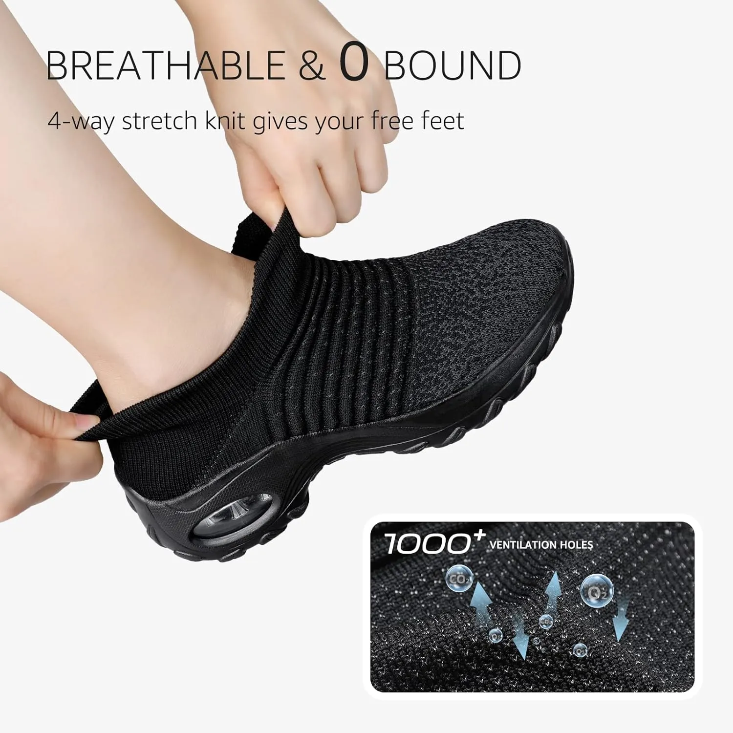 STQ Walking Shoes Women Slip on Sneakers Non Slip Work Air-Cushion Arch Support Tennis Plantar Fasciitis Orthopedic Breathable Mesh Comfortable Ladies Nursing