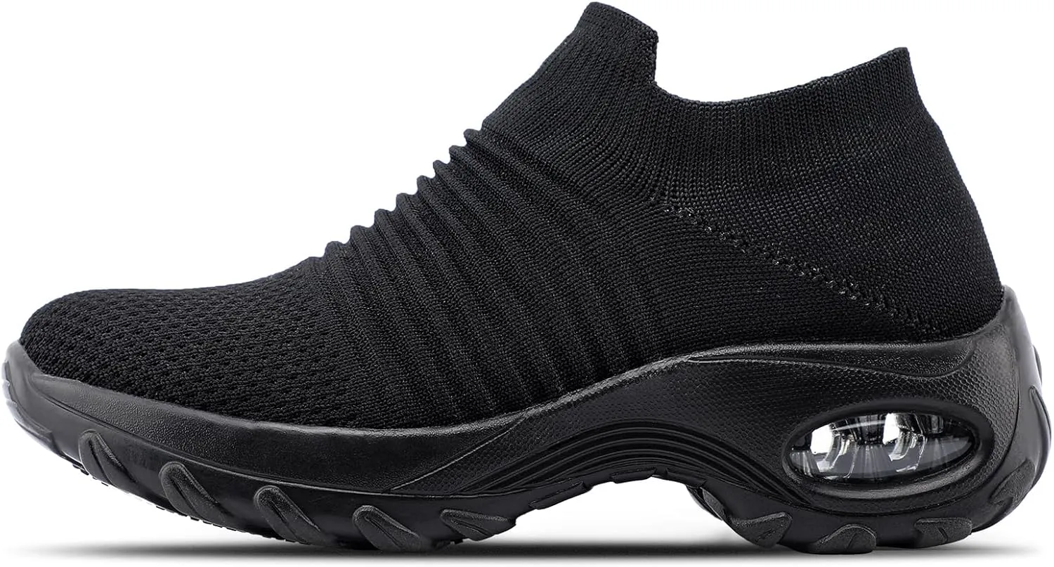STQ Walking Shoes Women Slip on Sneakers Non Slip Work Air-Cushion Arch Support Tennis Plantar Fasciitis Orthopedic Breathable Mesh Comfortable Ladies Nursing