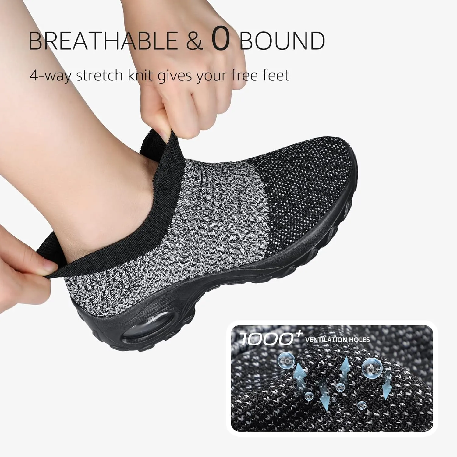 STQ Walking Shoes Women Slip on Sneakers Non Slip Work Air-Cushion Arch Support Tennis Plantar Fasciitis Orthopedic Breathable Mesh Comfortable Ladies Nursing