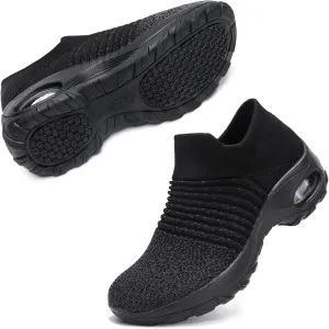STQ Walking Shoes Women Slip on Sneakers Non Slip Work Air-Cushion Arch Support Tennis Plantar Fasciitis Orthopedic Breathable Mesh Comfortable Ladies Nursing