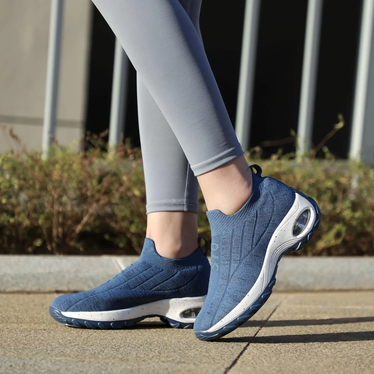 STQ Walking Shoes Women Slip on Sneakers Non Slip Work Air-Cushion Arch Support Tennis Plantar Fasciitis Orthopedic Breathable Mesh Comfortable Ladies Nursing