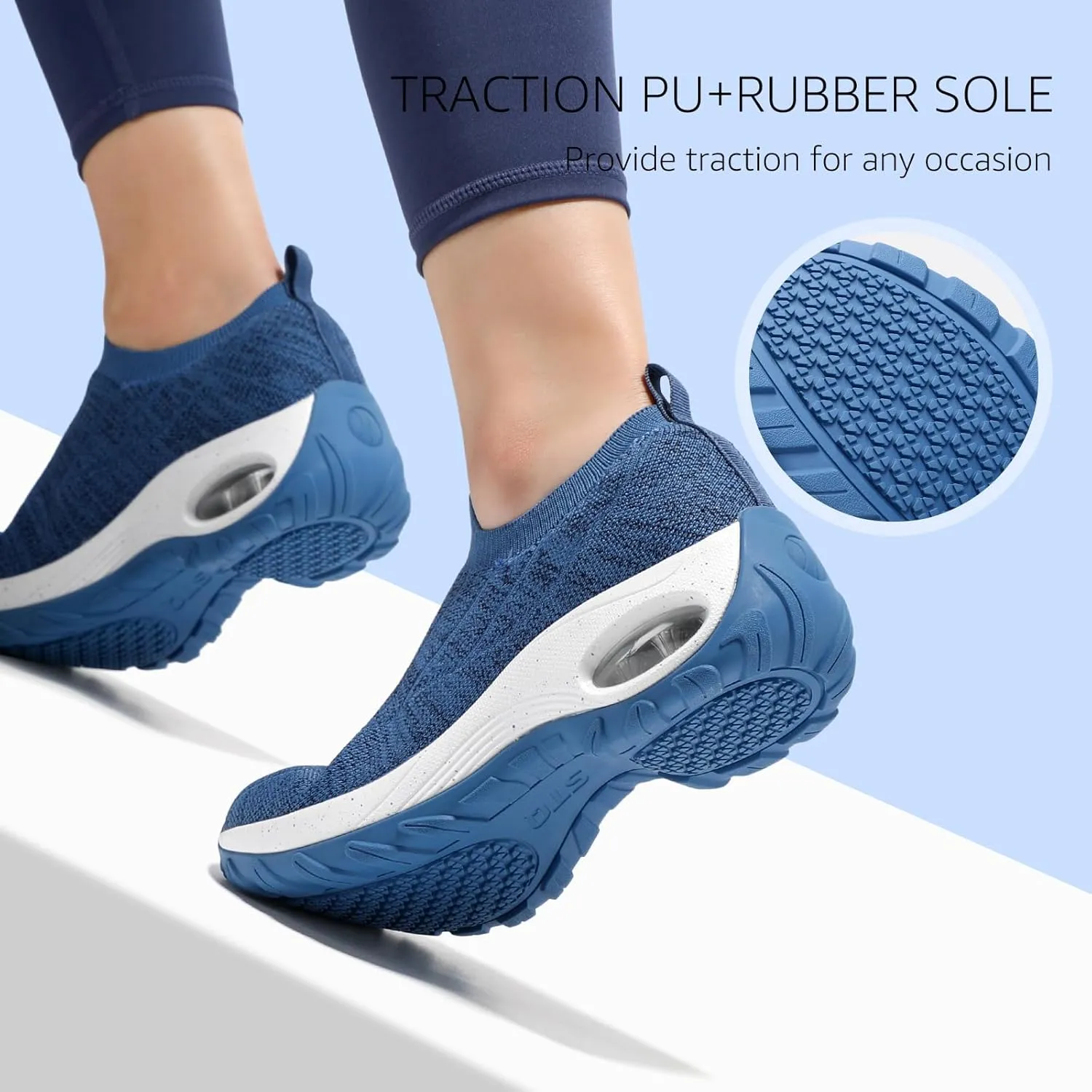 STQ Walking Shoes Women Slip on Sneakers Non Slip Work Air-Cushion Arch Support Tennis Plantar Fasciitis Orthopedic Breathable Mesh Comfortable Ladies Nursing