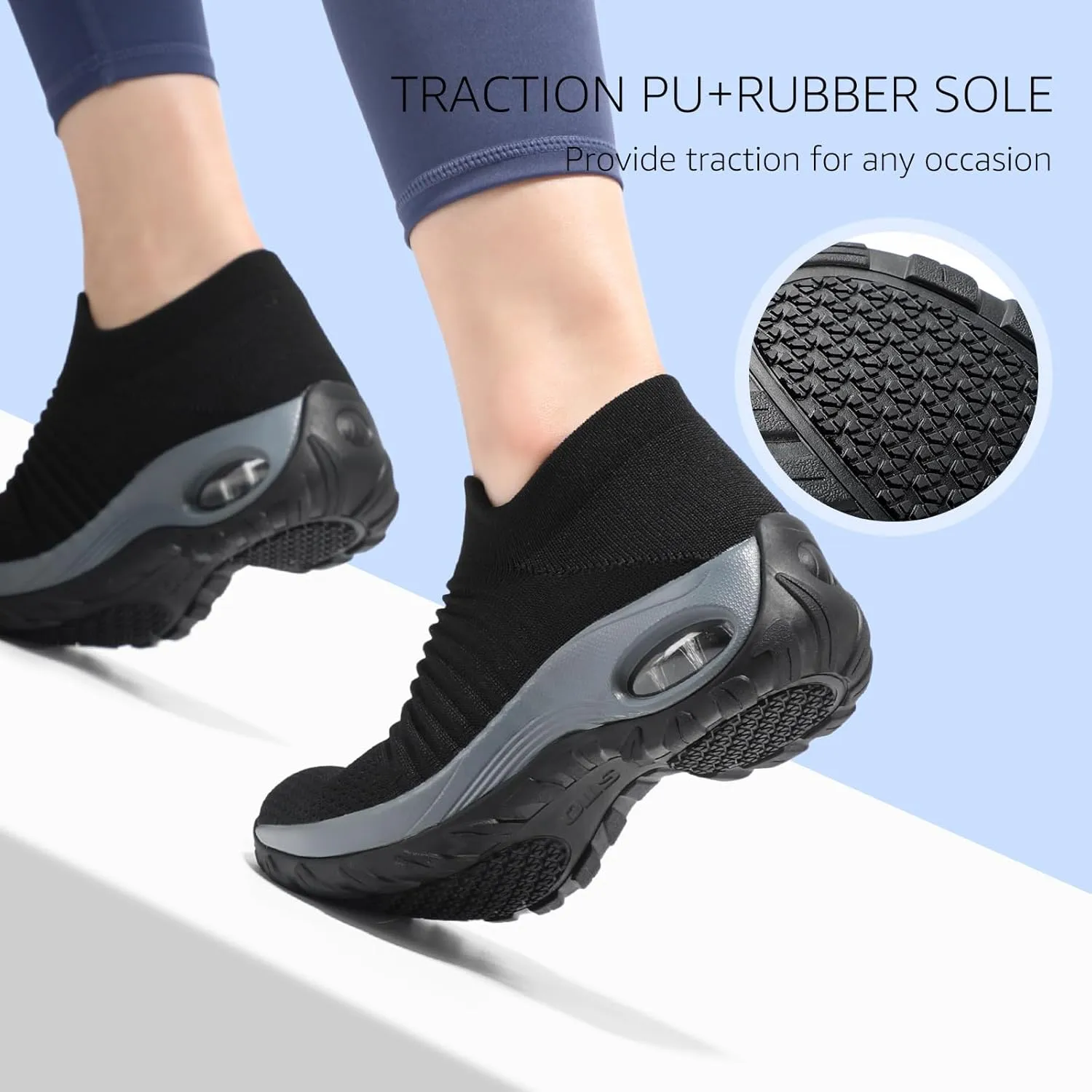 STQ Walking Shoes Women Slip on Sneakers Non Slip Work Air-Cushion Arch Support Tennis Plantar Fasciitis Orthopedic Breathable Mesh Comfortable Ladies Nursing
