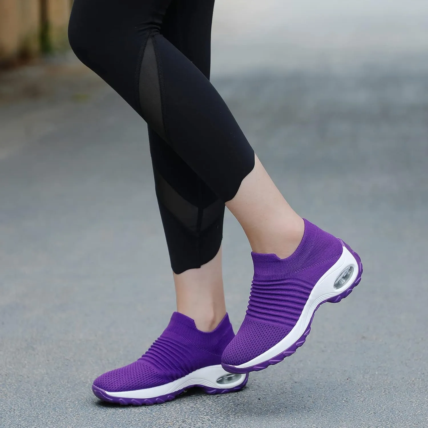 STQ Walking Shoes Women Slip on Sneakers Non Slip Work Air-Cushion Arch Support Tennis Plantar Fasciitis Orthopedic Breathable Mesh Comfortable Ladies Nursing