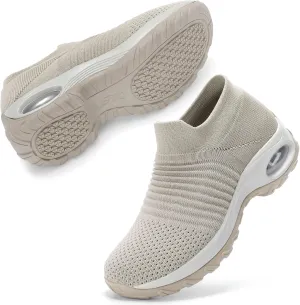 STQ Walking Shoes Women Slip on Sneakers Non Slip Work Air-Cushion Arch Support Tennis Plantar Fasciitis Orthopedic Breathable Mesh Comfortable Ladies Nursing