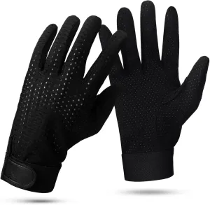 Summer Horse Riding Gloves Stretchable Equestrian Gloves Horseback Riding Gloves Mesh Breathable Lightweight Comfortable Gloves for Riding Women Men, Black