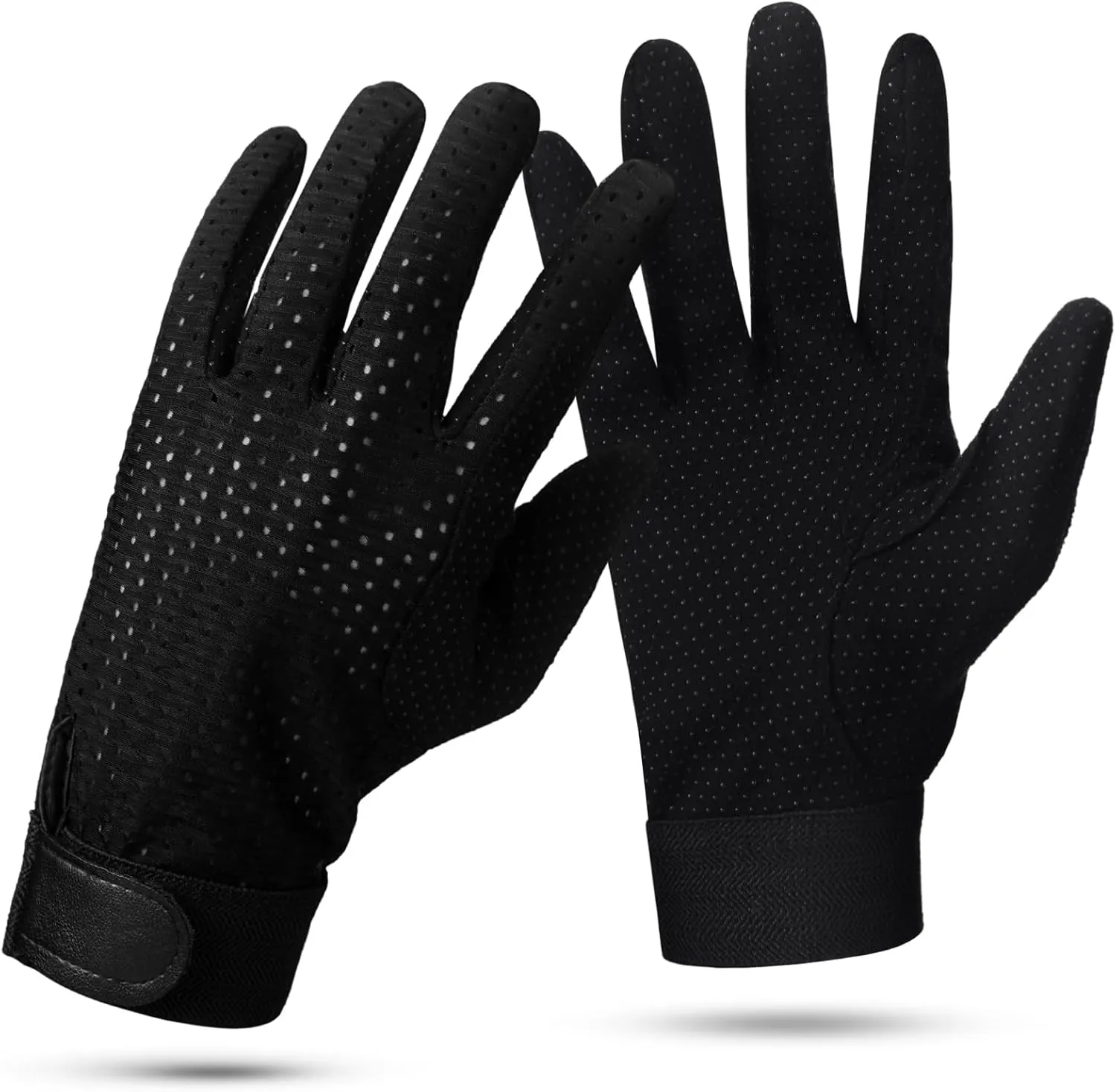 Summer Horse Riding Gloves Stretchable Equestrian Gloves Horseback Riding Gloves Mesh Breathable Lightweight Comfortable Gloves for Riding Women Men, Black