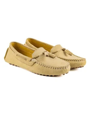 T-Samos Women's Camel Genuine Suede Leather Loafer Shoes