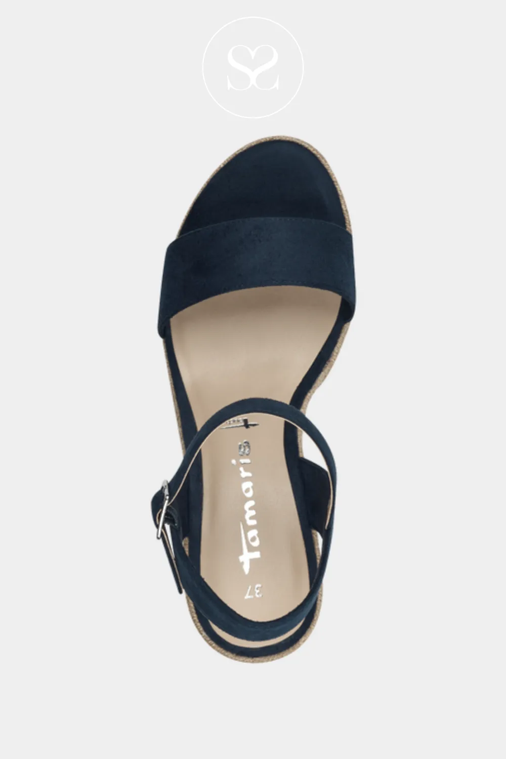 TAMARIS 1-28300-42 NAVY WEDGE ESPADRILLE SANDALS