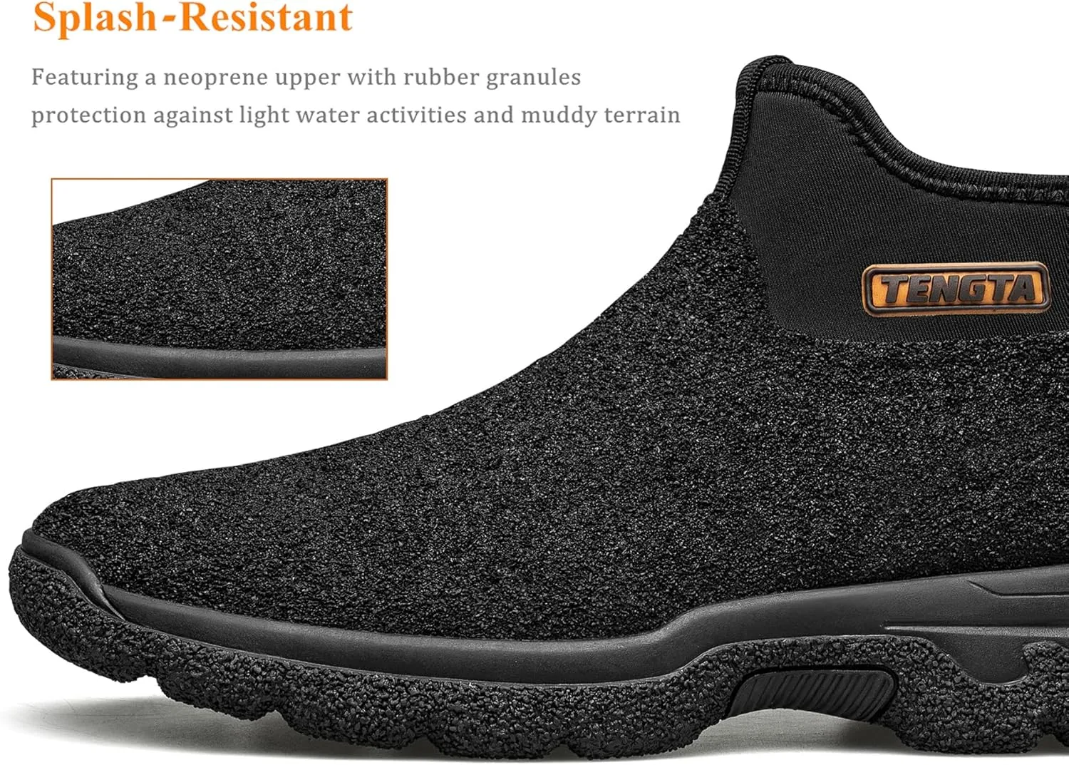 TENGTA Men's Neoprene Mud Boots Lightweight Slip-on Garden Shoes Low Short Rubber Rain Boots for Gardening, Camping and Yard Work