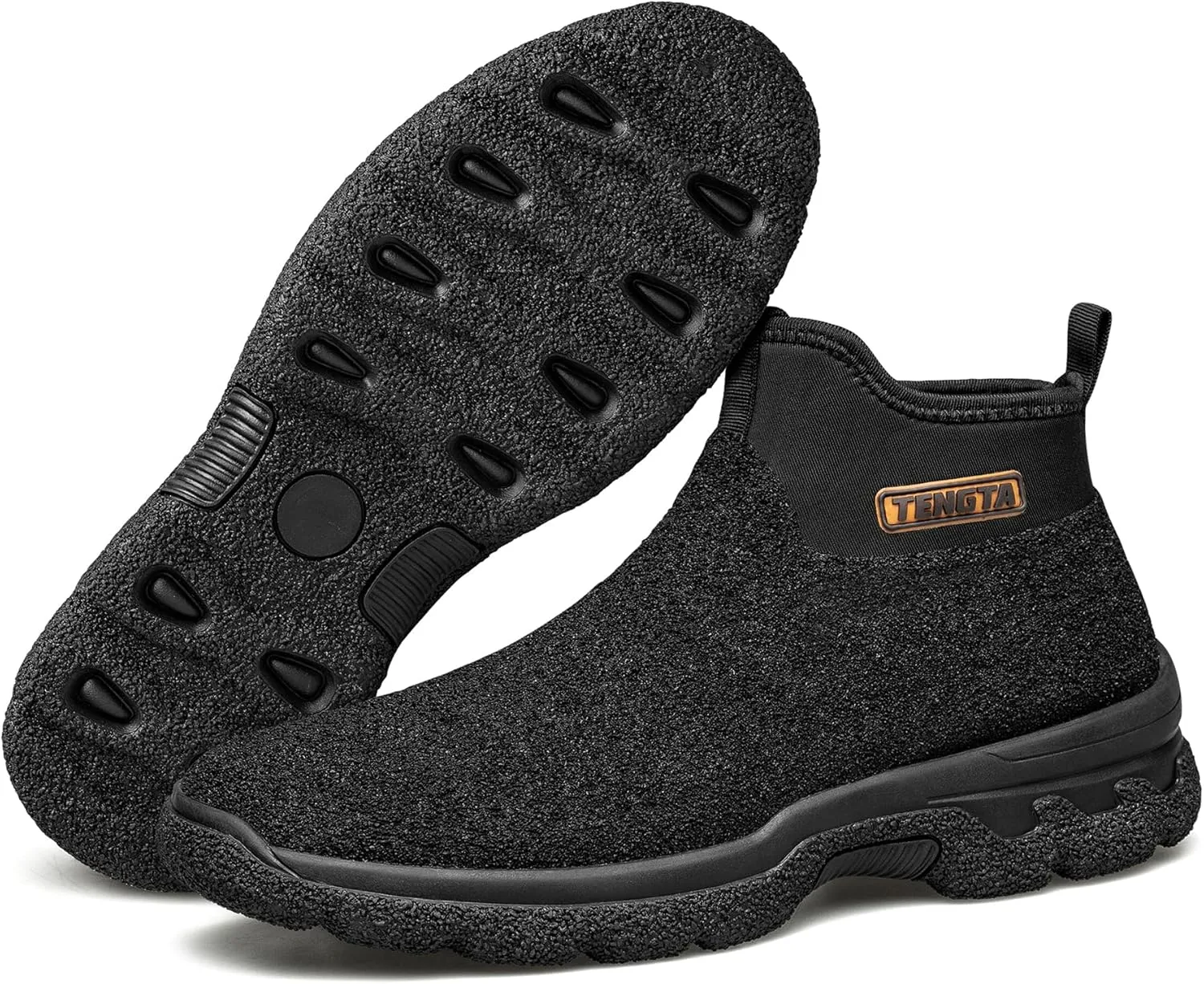 TENGTA Men's Neoprene Mud Boots Lightweight Slip-on Garden Shoes Low Short Rubber Rain Boots for Gardening, Camping and Yard Work