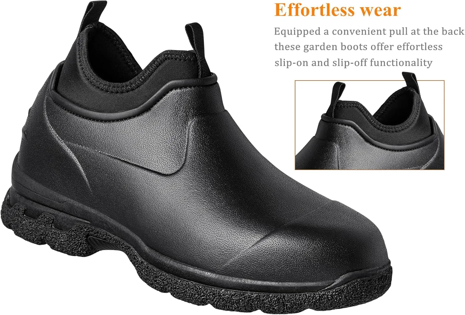 TENGTA Unisex Waterproof Neoprene Garden Shoes Mens Slip-On Mud Rain Boots for Gardening, Mowing, and Outdoor Use