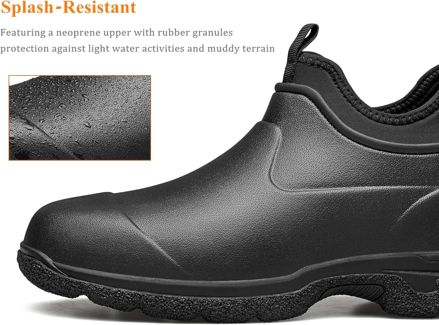 TENGTA Unisex Waterproof Neoprene Garden Shoes Mens Slip-On Mud Rain Boots for Gardening, Mowing, and Outdoor Use