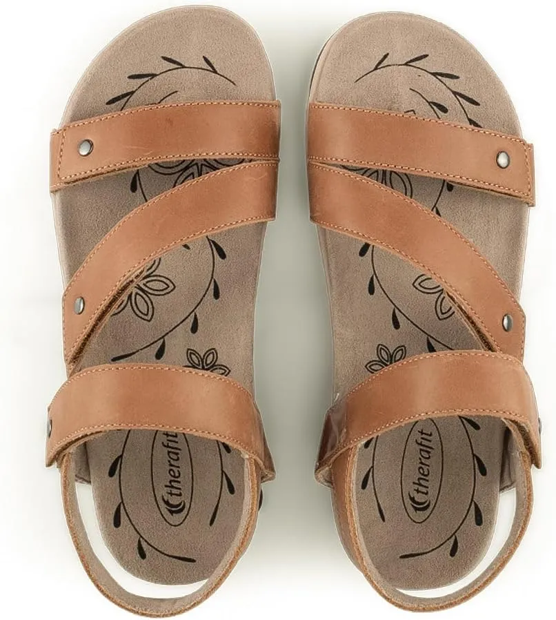 Therafit Haley Fully Adjustable Arch Support Leather Women's Sandal - for Plantar Fasciitis/Foot Pain