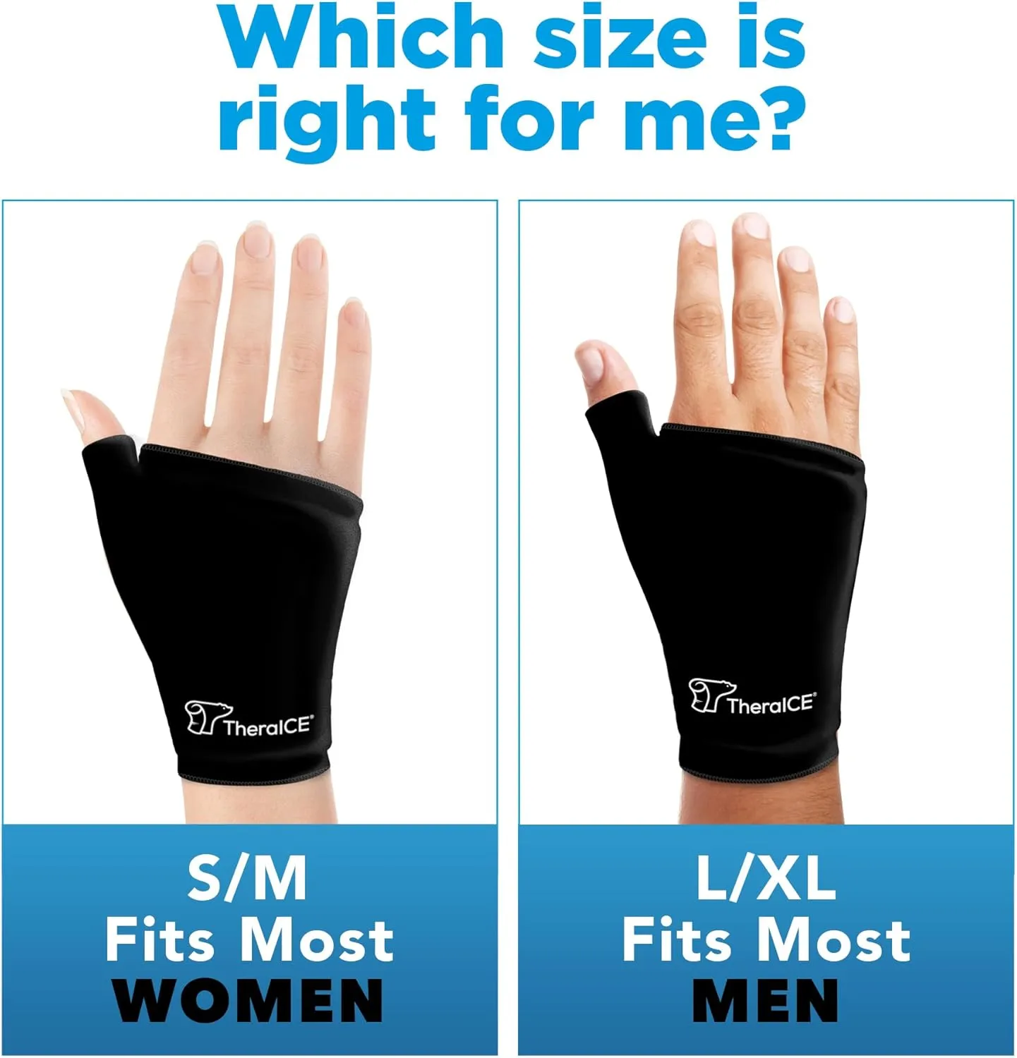 TheraICE Wrist Ice Pack - Soft Gel Ice Pack Wrap Thumb Brace for Either Wrist for Hot & Cold Hand Therapy - Fits Most Men - L/XL