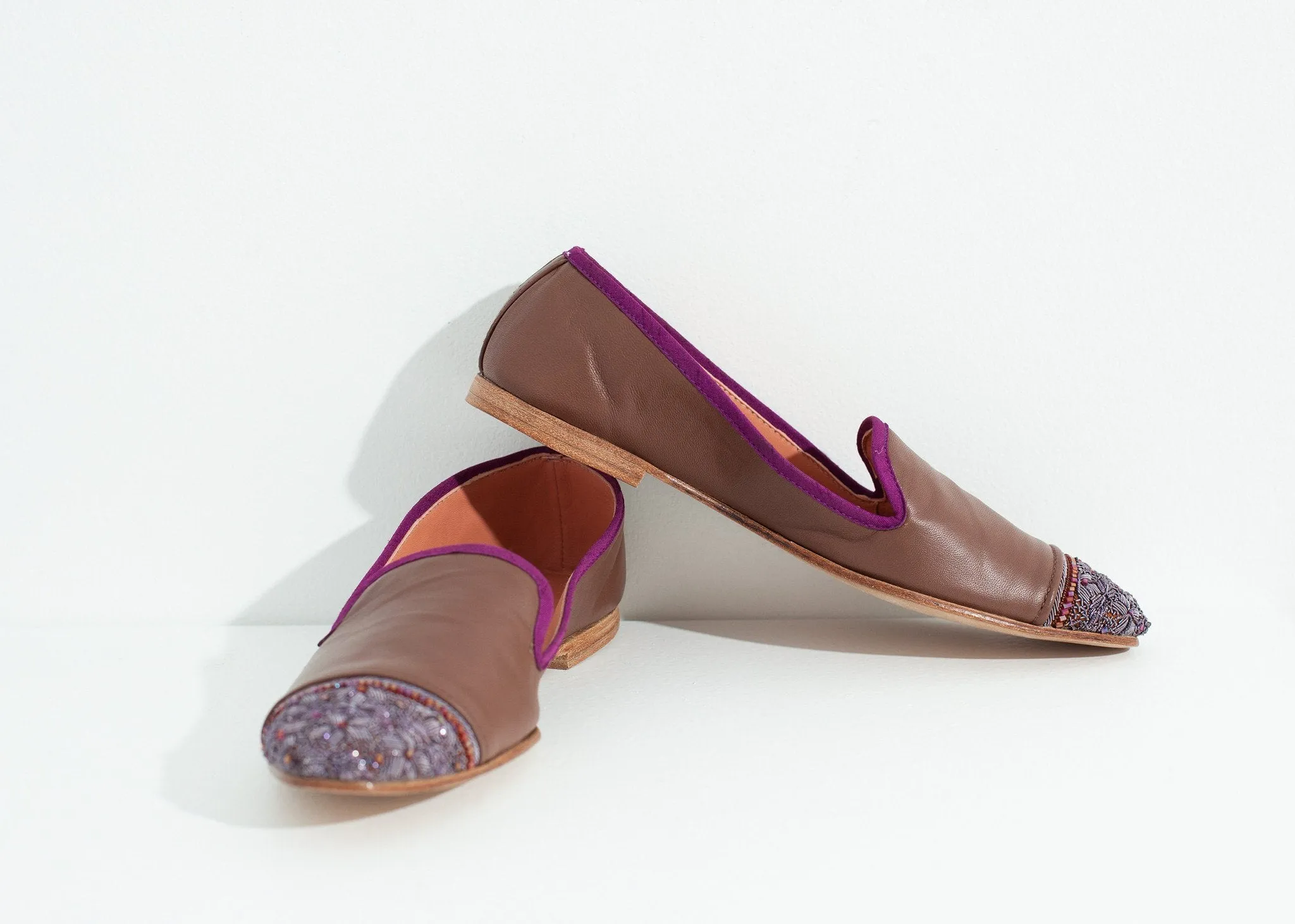 Toe in Budget-conscious Prompt response Rose/Aubergine Cap Loafer Bizi