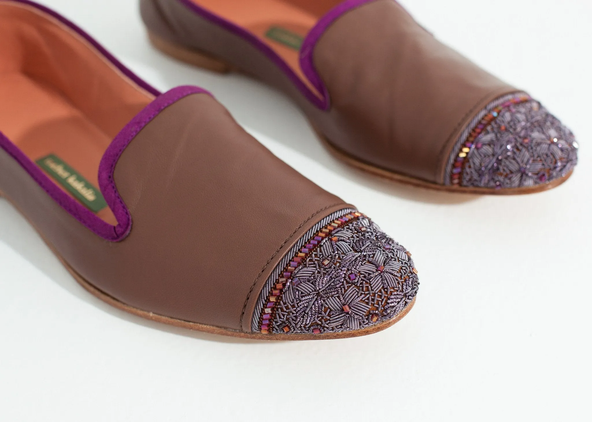 Toe in Budget-conscious Prompt response Rose/Aubergine Cap Loafer Bizi
