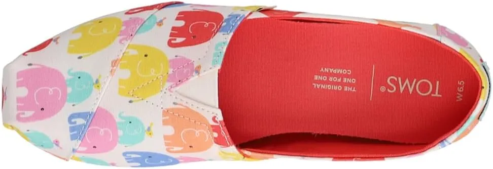 TOMS Womens Alpargata Graphic Slip On Flats Casual - Multi, White