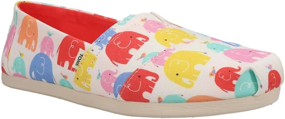 TOMS Womens Alpargata Graphic Slip On Flats Casual - Multi, White
