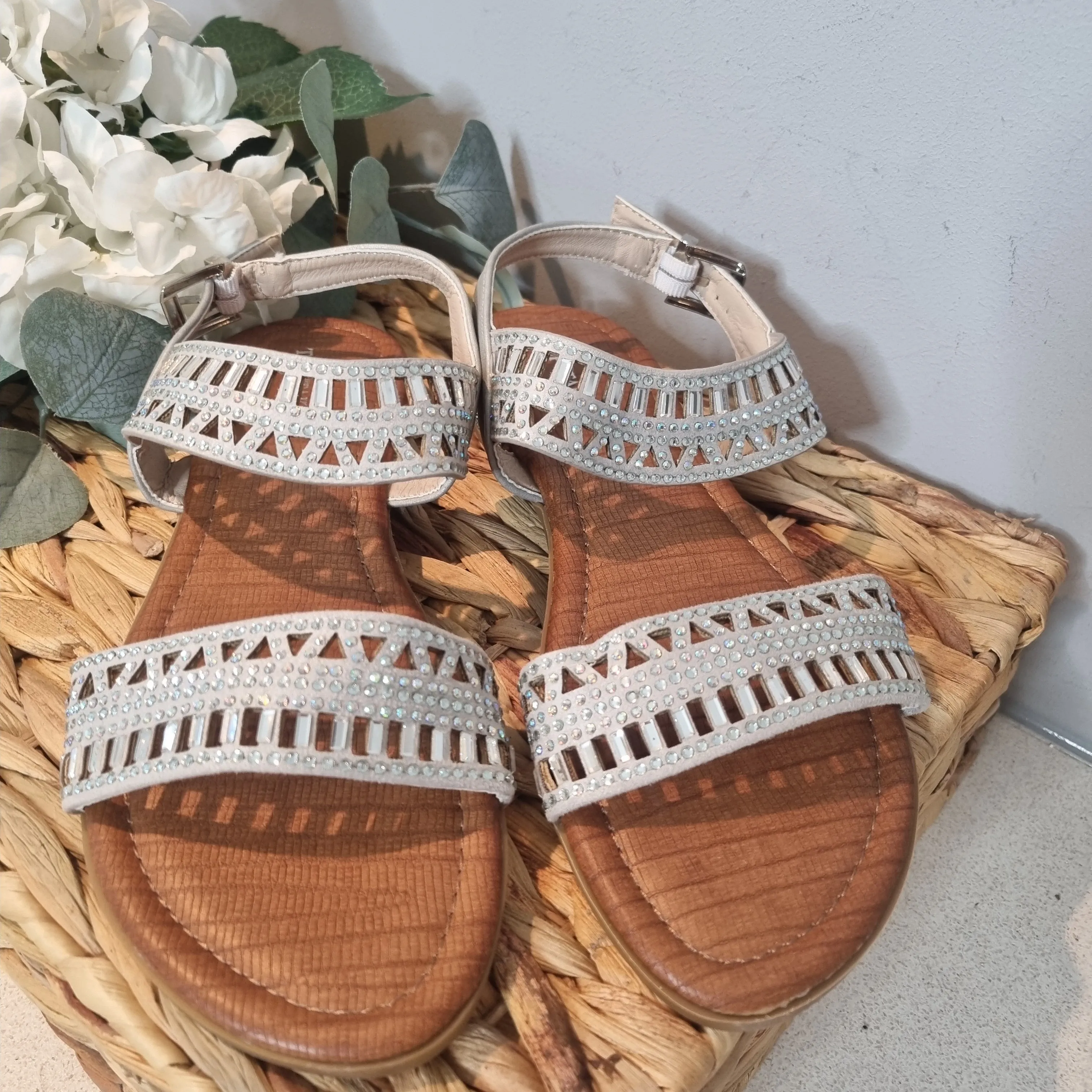 Top Staka Flat Embellished Sandal Shoe