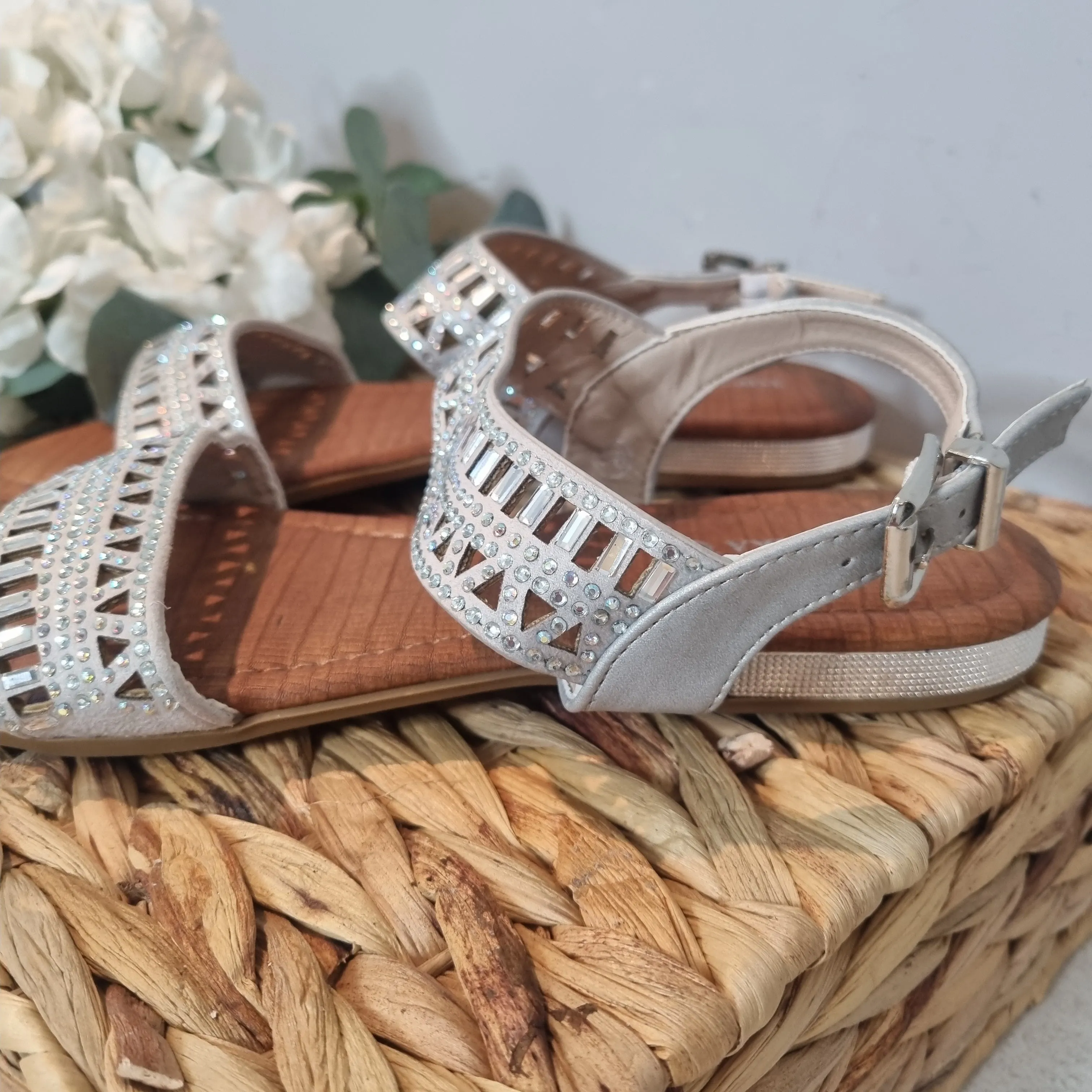 Top Staka Flat Embellished Sandal Shoe