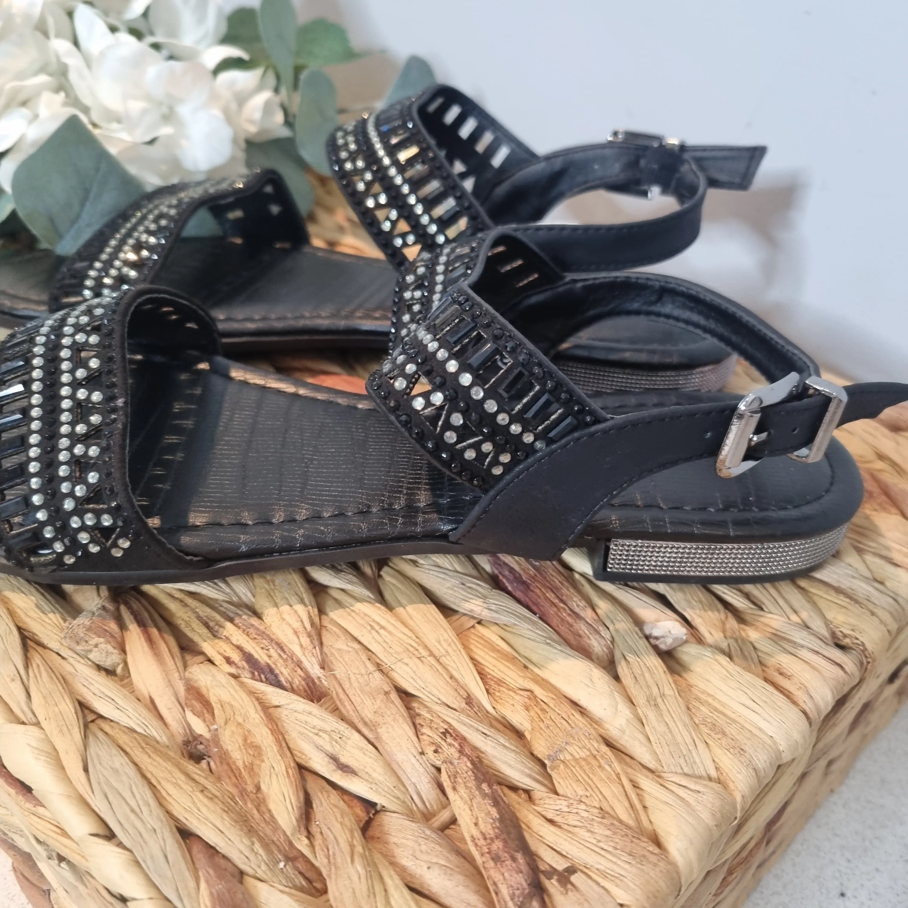 Top Staka Flat Embellished Sandal Shoe